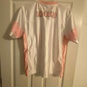 White and Pink Short Sleeve Athletic Tee